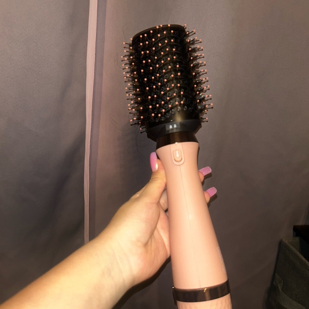 Pink and Black Round Hair Styling Brush